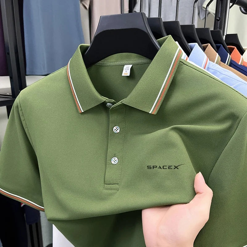 Men's Polo Shirt Breathable Casual Business Ice Feel Quick Dry Short Sleeve Summer Light Soft Anti-wrinkle Shirt Premium Style