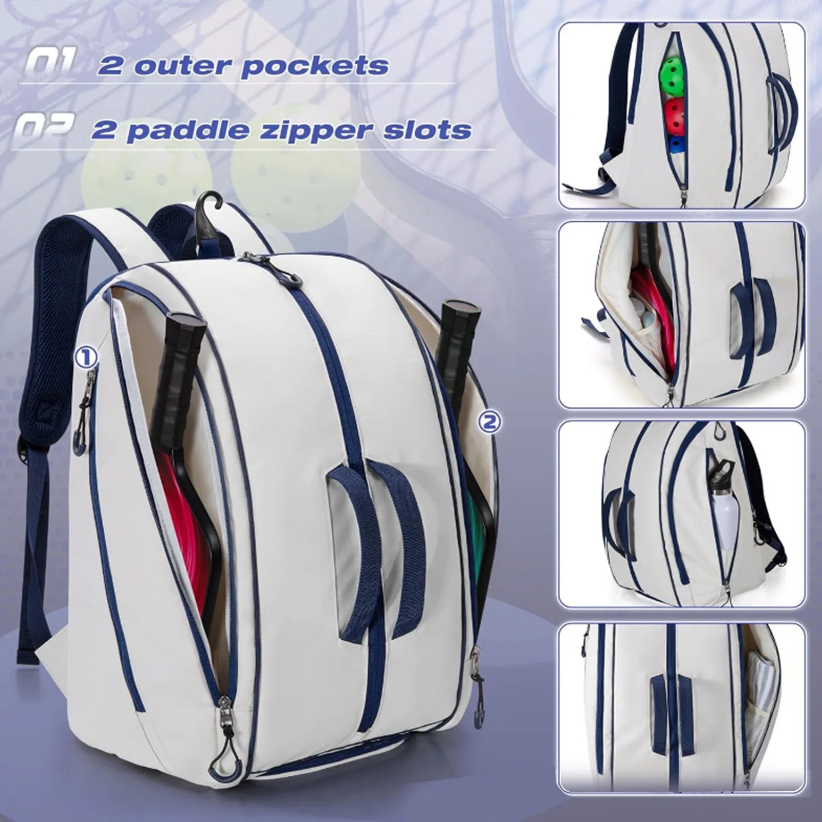 Pickleball Racket Bag Outdoor Portable Double Shoulder Racket Bag Tennis Training Backpack Racquet with Shoe Compartment