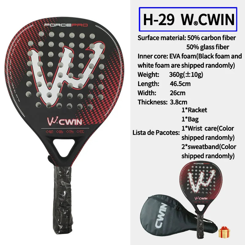 Padel racket Paddle racket 50% carbon fiber 50% glass fiber EVA elastic memory foam core Tennis racket Carbon fiber padel racket