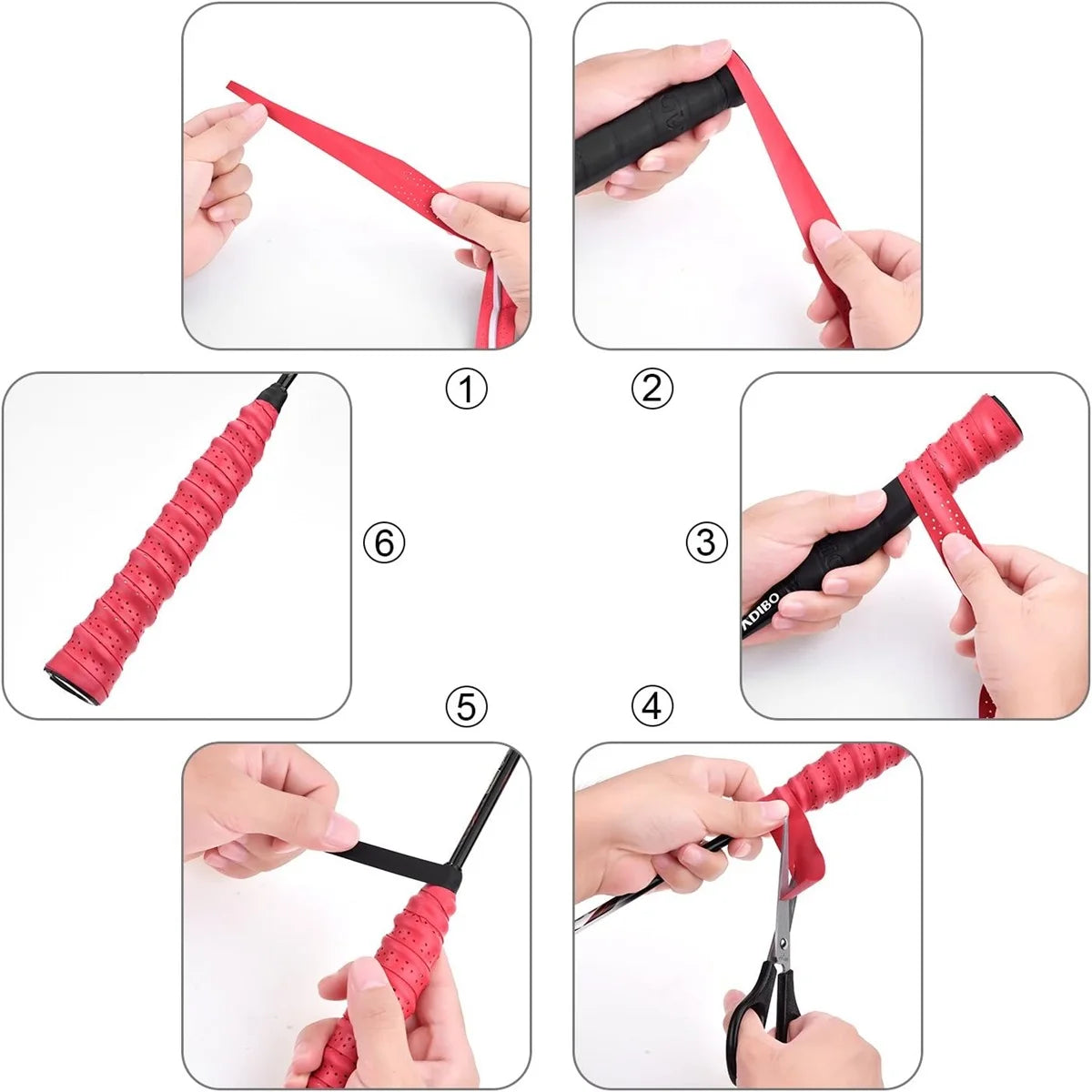 6pcs New Racket Grip Anti Slip Perforated Super Absorbent Tennis Overgrip Badminton Overgrip Pickleball Overgrip