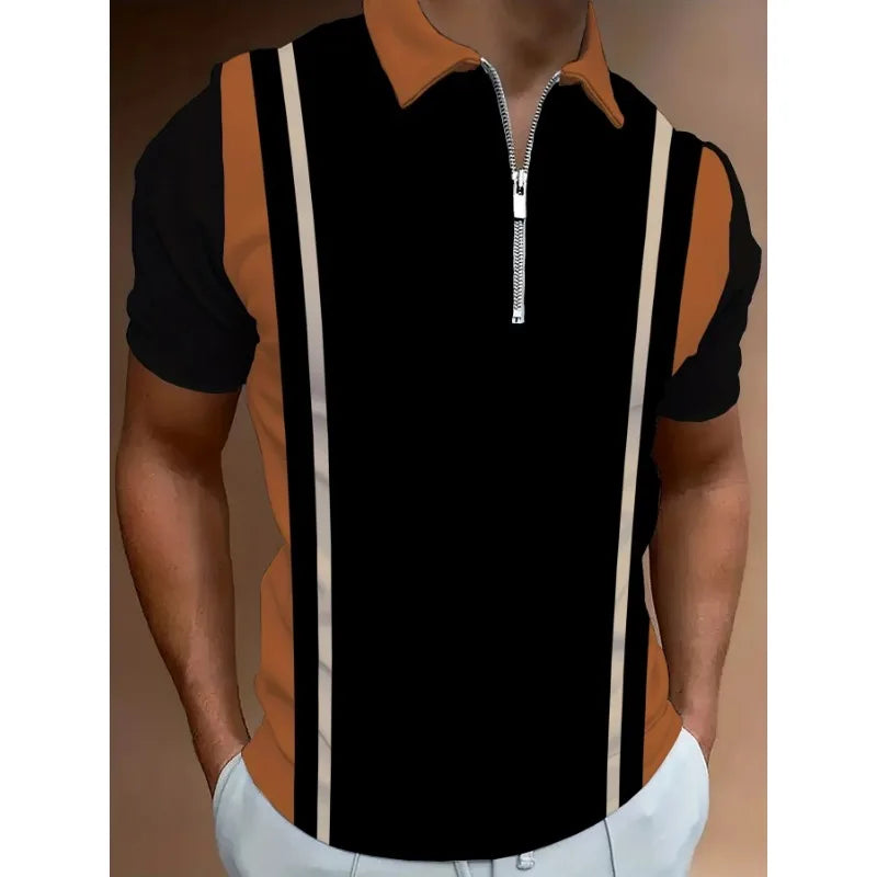 Men's Polo Shirt Fashionable Pocket Comfortable Contesting Color 3D Digital Printing Summer Outdoor Wear Popular Casual Clothing