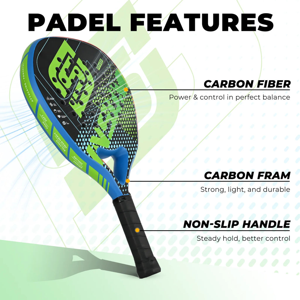 Padel Racket Carbon Fiber Diamond Shape EVA Core Power Control Padel Tennis Racquet for Advanced Players