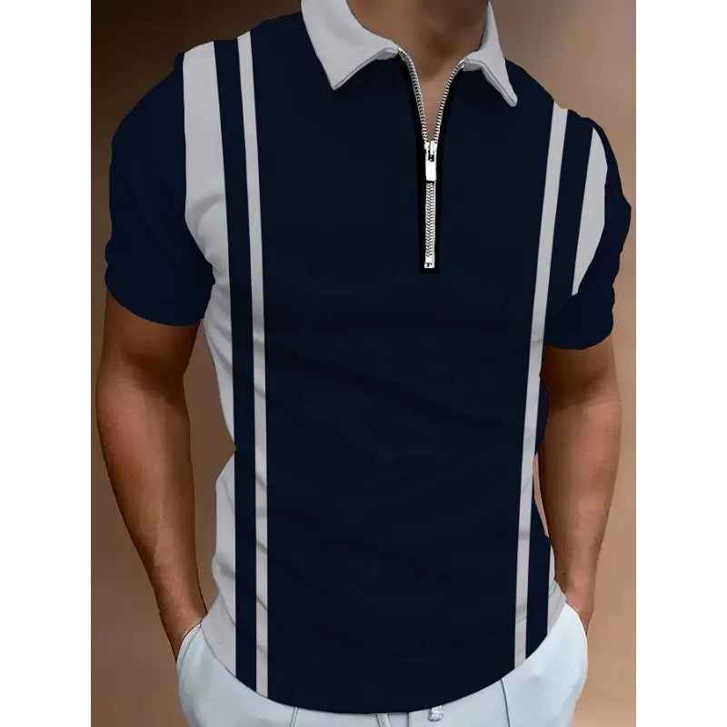 Men's Polo Shirt Fashionable Pocket Comfortable Contesting Color 3D Digital Printing Summer Outdoor Wear Popular Casual Clothing