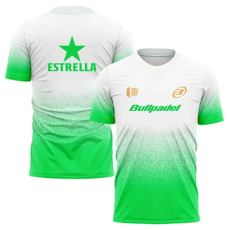 Fashion Gradient Harajuku Men's T Shirt Padel Tennis Sportswear Summer Outdoor Run Fitness Short Sleeve Fashion Oversized Tops