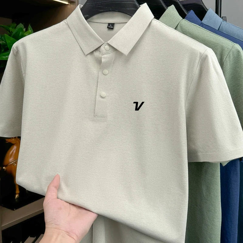Men's Golf Polo Shirt Printed Short Sleeve Fashion Brand Top Summer New Cool and Comfortable Casual Collar Solid Color T-shirt