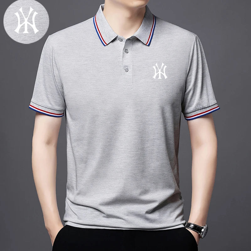 Men's Polo Shirt with Exquisite Embroidery Logo on the Chest in Summer Cool Business and Casual Style Comfortable Breathability