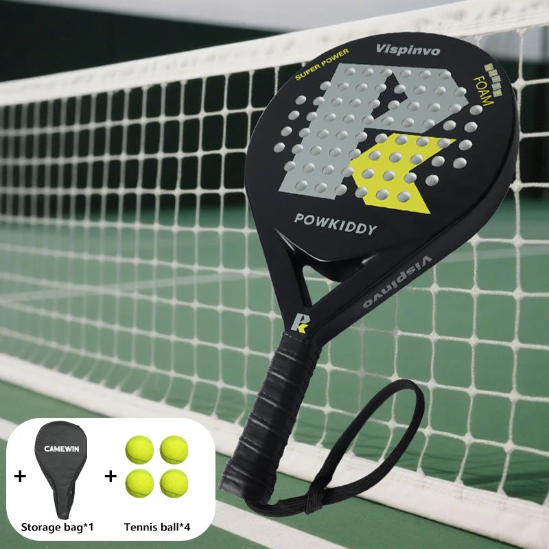 POWKIDDY Tennis Racket | Padel Racket, Made of Ultra Light Carbon Fiber Material, with Strong Elasticity and Good Quality