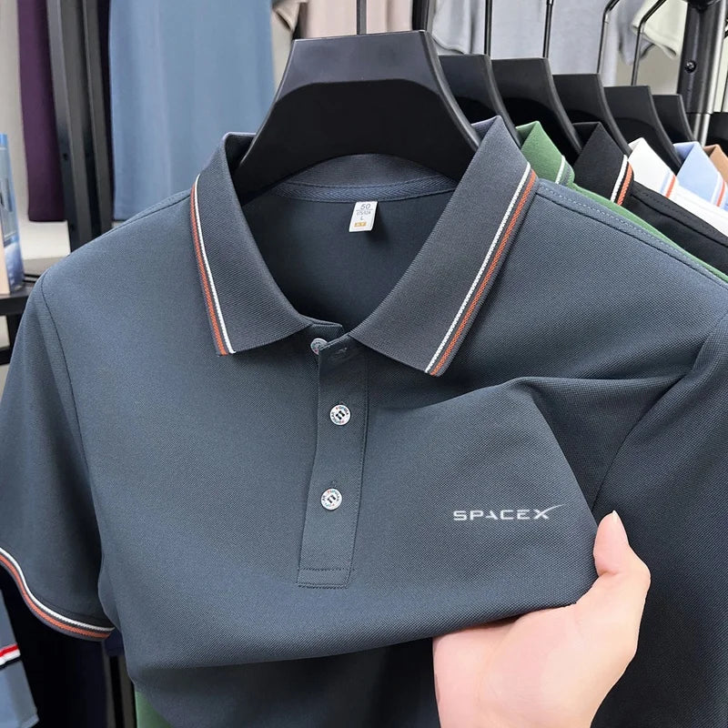 Men's Polo Shirt Breathable Casual Business Ice Feel Quick Dry Short Sleeve Summer Light Soft Anti-wrinkle Shirt Premium Style