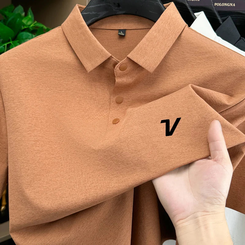 Men's Golf Polo Shirt Printed Short Sleeve Fashion Brand Top Summer New Cool and Comfortable Casual Collar Solid Color T-shirt