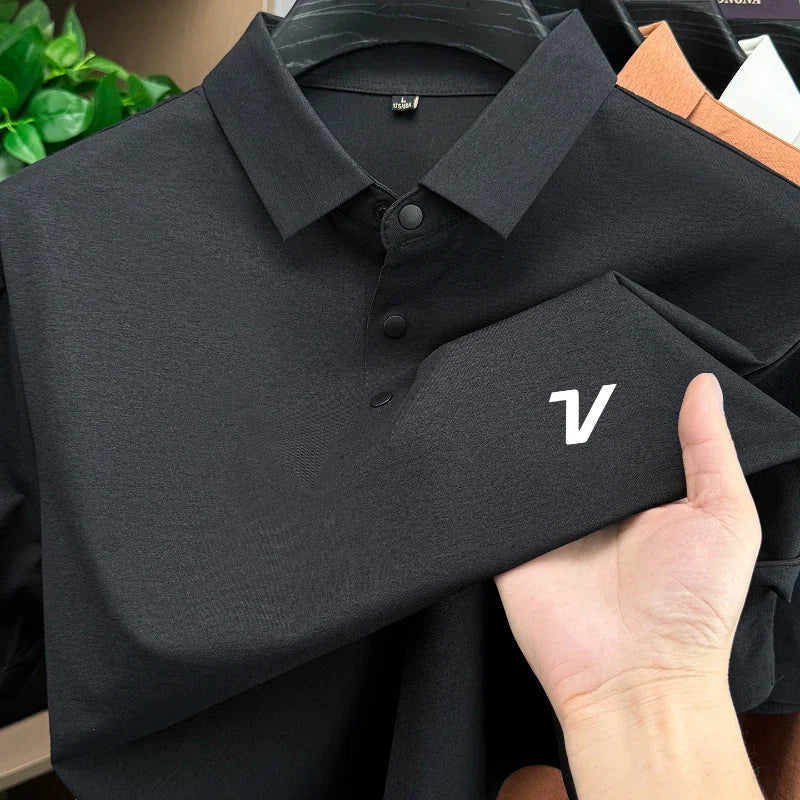 Men's Golf Polo Shirt Printed Short Sleeve Fashion Brand Top Summer New Cool and Comfortable Casual Collar Solid Color T-shirt